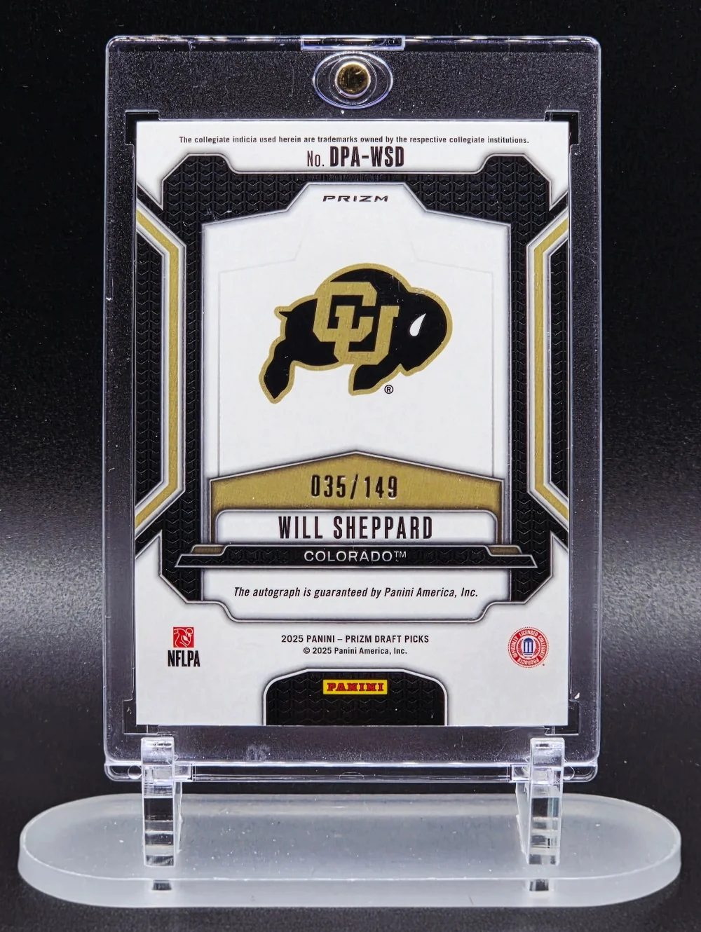 Will Sheppard 2025 Panini Prizm Draft Picks Auto 035 /149 – Colorado - Picture 2 of 2